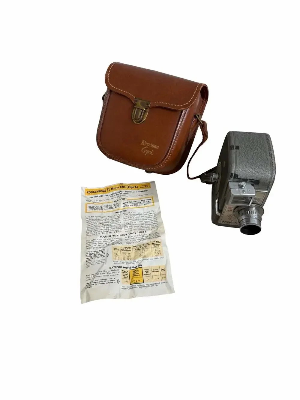 Vintage Keystone Capri K-25 8mm Movie Camera with Leather Case and Manual